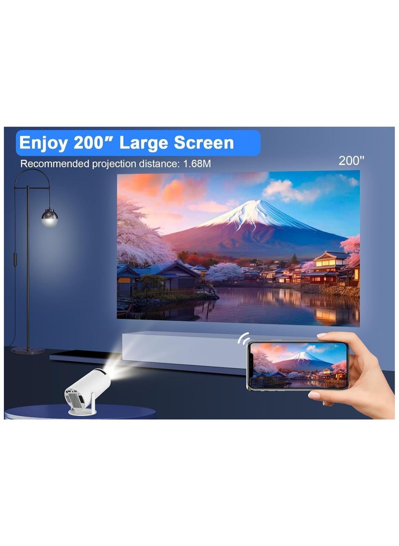 Mini Projector HY300 4K Android 11 – Portable Wi-Fi 6 & Bluetooth Projector with Keystone Correction, 180° Flip, Up to 130” Screen, HD Home Theater Movie Projector with Wi-Fi & BT 5.0