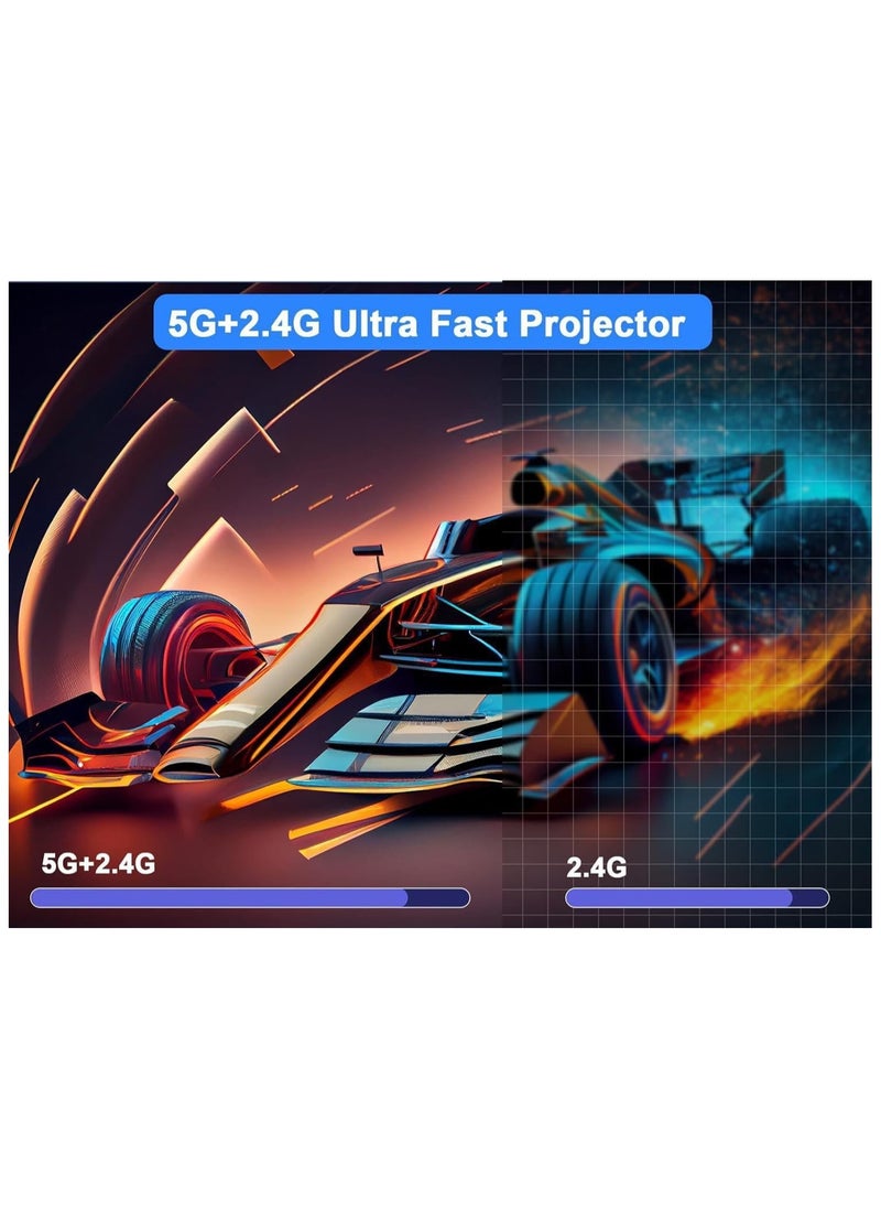 Mini Projector HY300 4K Android 11 – Portable Wi-Fi 6 & Bluetooth Projector with Keystone Correction, 180° Flip, Up to 130” Screen, HD Home Theater Movie Projector with Wi-Fi & BT 5.0
