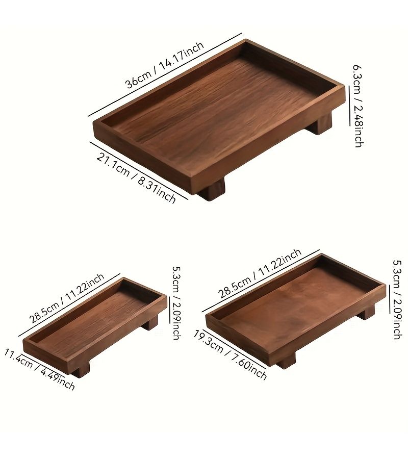 Walnut Bathroom Tray 11x8 Inch Non Slip Minimalist Marble Organizer - Image 4