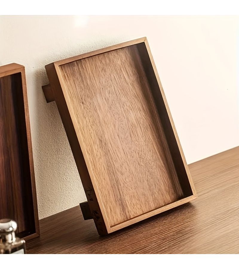 Walnut Bathroom Tray 11x8 Inch Non Slip Minimalist Marble Organizer - Image 1