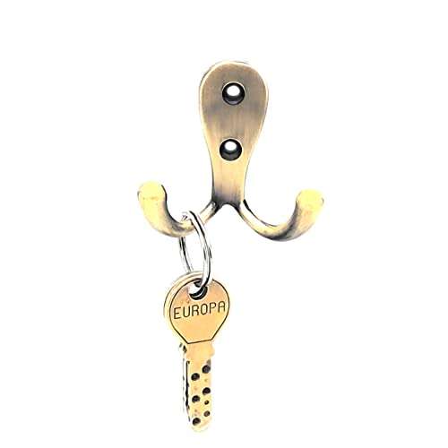 FAPBADRI Multipurpose Hooks, Used to Hang Clothes, Bags, Coats, Curtain Hold Backs, Keys, Colour - Antique Gold, Material - White Metal, Screws and Wallplugs Included, Pack of 2 Pieces - Image 5