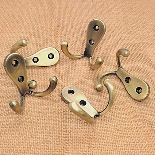 FAPBADRI Multipurpose Hooks, Used to Hang Clothes, Bags, Coats, Curtain Hold Backs, Keys, Colour - Antique Gold, Material - White Metal, Screws and Wallplugs Included, Pack of 2 Pieces - Image 2