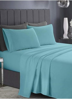 RISHAHOME RISHAHOME 3 Piece Bedsheet Set Queen Size |Light Blue Colour|1 Flat Bedsheet - 220x240 cm, 2 Pillowcases - 50x75 cm|Non allergic Microfiber for year-around use.  - Image 1
