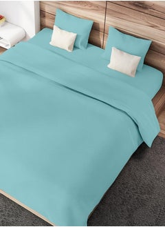 RISHAHOME RISHAHOME 3 Piece Bedsheet Set Queen Size |Light Blue Colour|1 Flat Bedsheet - 220x240 cm, 2 Pillowcases - 50x75 cm|Non allergic Microfiber for year-around use.  - Image 2
