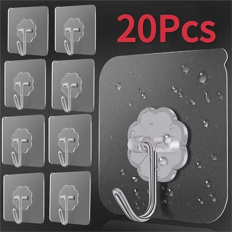 Heavy Duty Self Adhesive Wall Hooks 20 Pcs For Kitchen Bathroom Towel Key Holder - Image 3