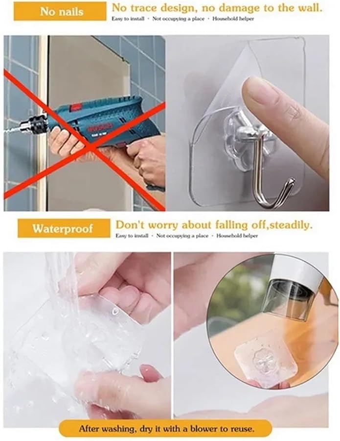 Heavy Duty Self Adhesive Wall Hooks 20 Pcs For Kitchen Bathroom Towel Key Holder - Image 5