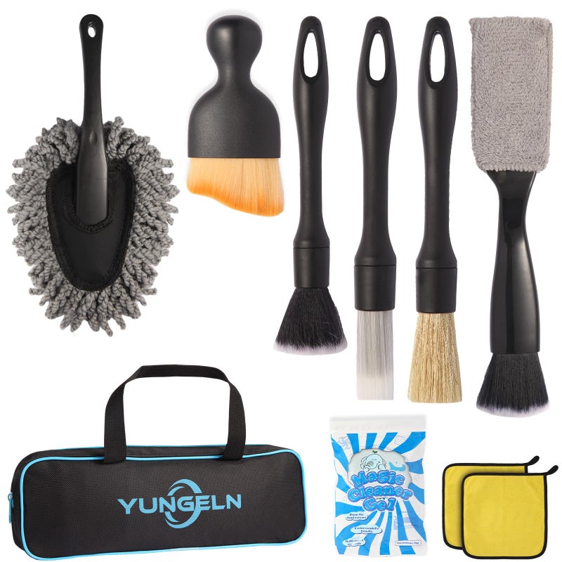 Yungeln Car Detailing Brush Kit with Detail Brushes,Car Interior Detailing Brushe,Car Dust Brush,Cleaning Gel,Car Interior Cleaning Tool for Truck SUV Car Accessories - Image 1
