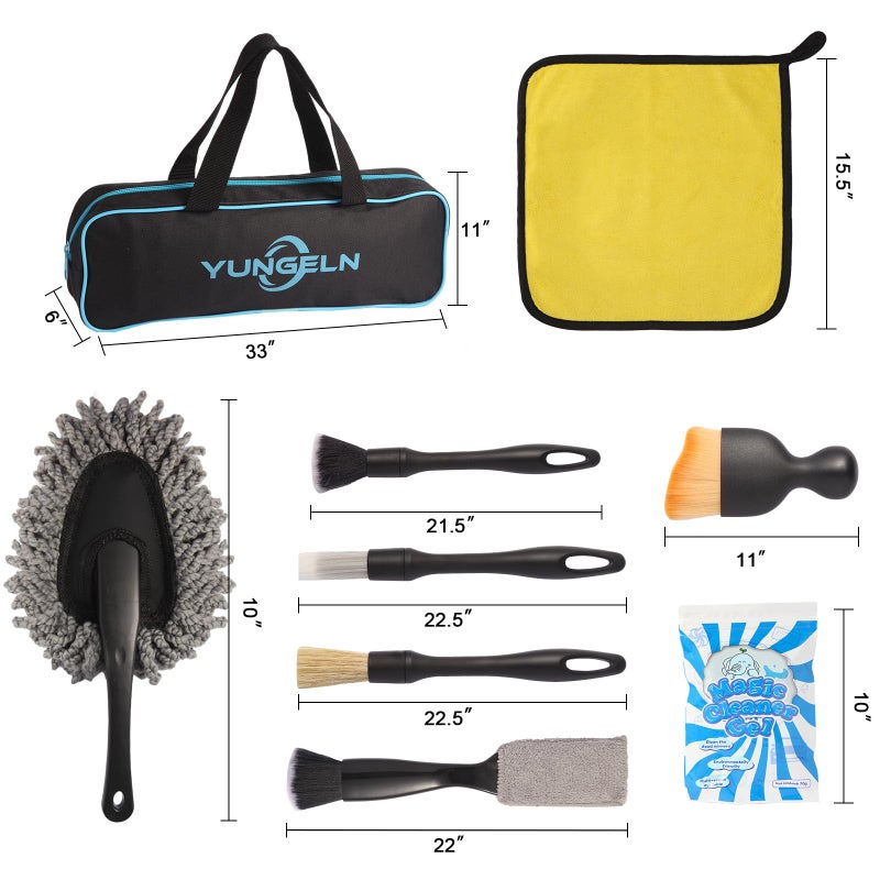 Yungeln Car Detailing Brush Kit with Detail Brushes,Car Interior Detailing Brushe,Car Dust Brush,Cleaning Gel,Car Interior Cleaning Tool for Truck SUV Car Accessories - Image 2