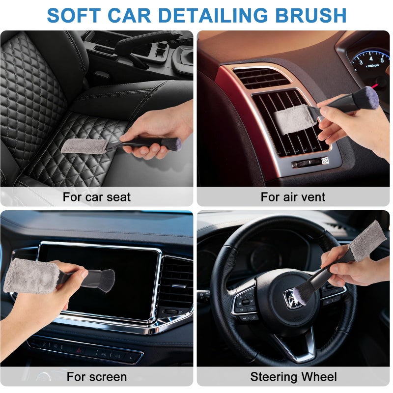 Yungeln Car Detailing Brush Kit with Detail Brushes,Car Interior Detailing Brushe,Car Dust Brush,Cleaning Gel,Car Interior Cleaning Tool for Truck SUV Car Accessories - Image 4