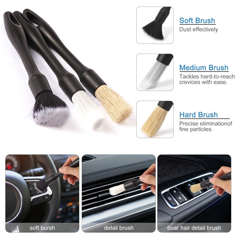 Yungeln Car Detailing Brush Kit with Detail Brushes,Car Interior Detailing Brushe,Car Dust Brush,Cleaning Gel,Car Interior Cleaning Tool for Truck SUV Car Accessories - Image 3