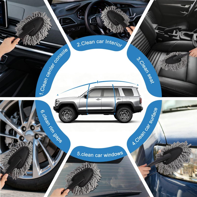 Yungeln Car Detailing Brush Kit with Detail Brushes,Car Interior Detailing Brushe,Car Dust Brush,Cleaning Gel,Car Interior Cleaning Tool for Truck SUV Car Accessories - Image 5