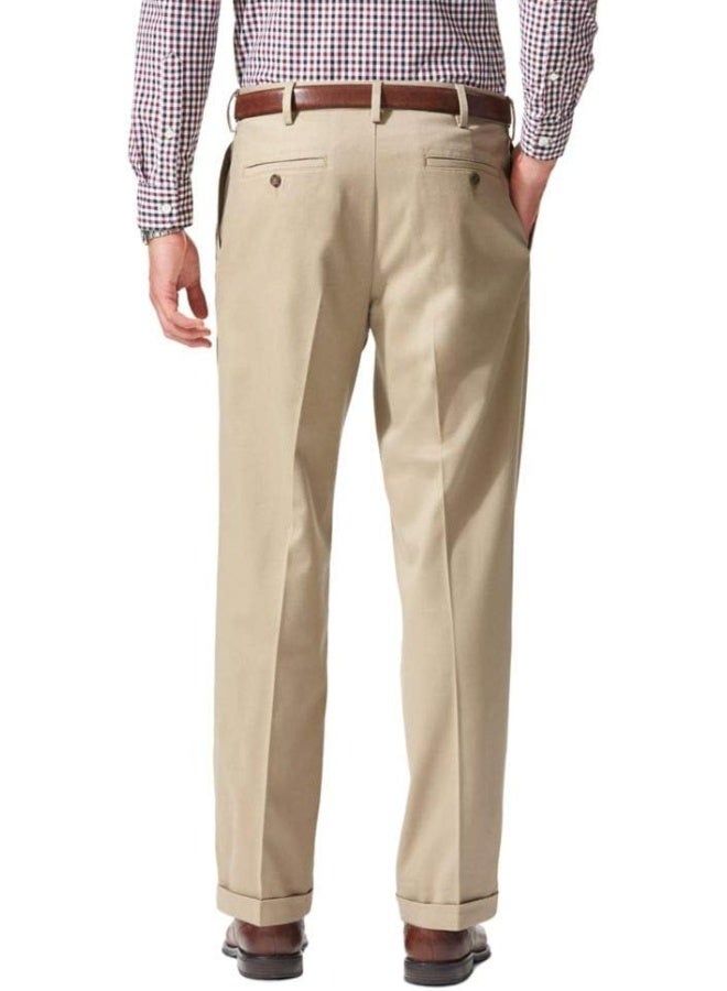 Dockers Men's Relaxed Fit Comfort Pants-Pleated, British Khaki, 34W x 30L - Image 3