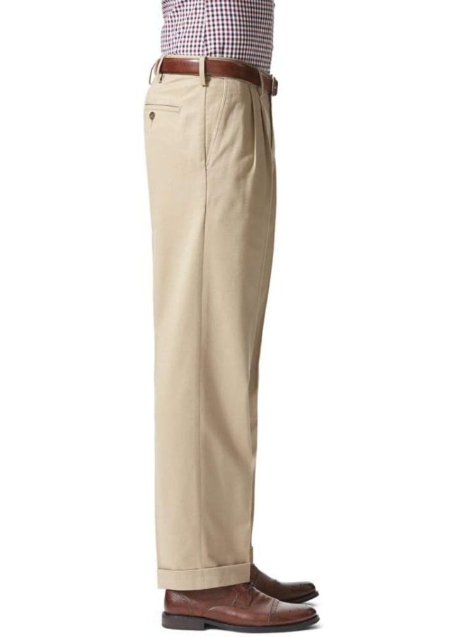 Dockers Men's Relaxed Fit Comfort Pants-Pleated, British Khaki, 34W x 30L - Image 2