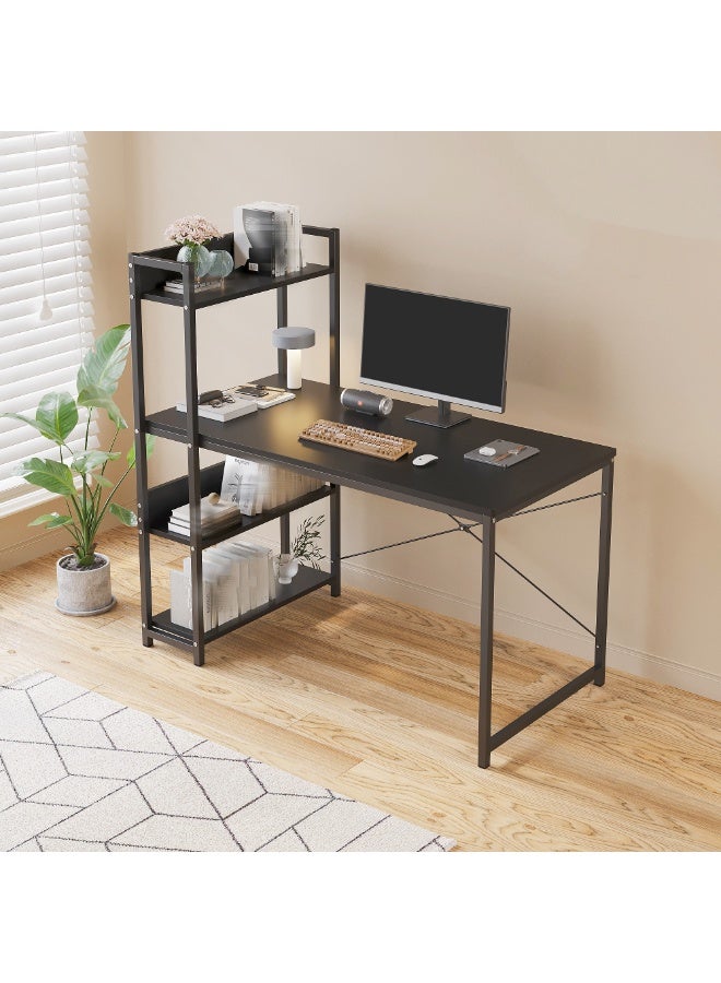 NEWLAN Sturdy and Stable Office Desk, 2-in-1 Gaming Desk with Side Bookshelf, Easy to Clean, Modern Simple Style Writing Desk Table for Home Office, Study or Gaming. - Image 1