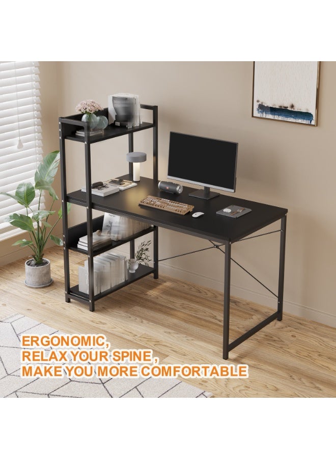 NEWLAN Sturdy and Stable Office Desk, 2-in-1 Gaming Desk with Side Bookshelf, Easy to Clean, Modern Simple Style Writing Desk Table for Home Office, Study or Gaming. - Image 4