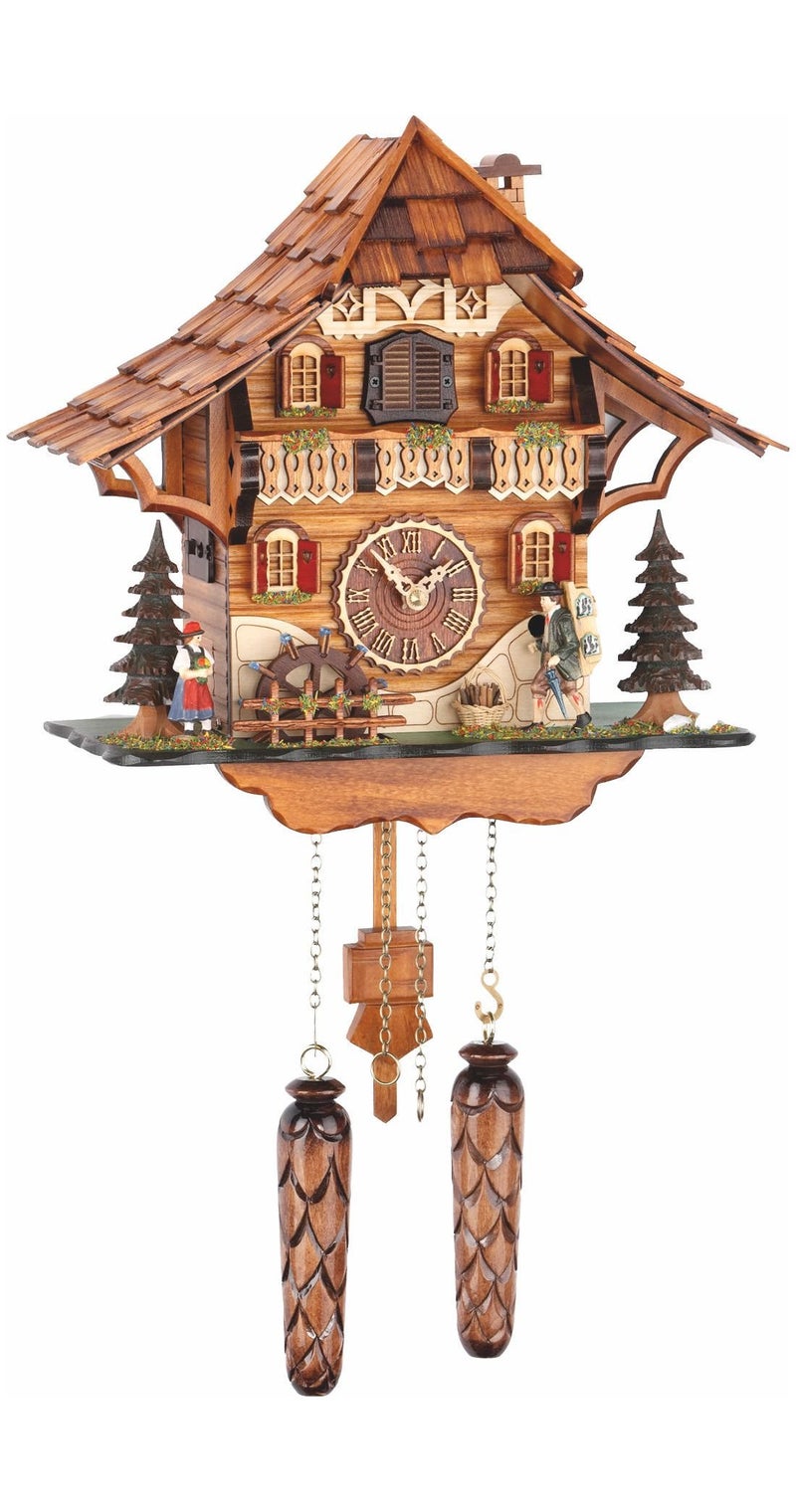 Trenkle Quartz Cuckoo Clock Black Forest House with Moving Mill Wheel and Clock Peddler, with Music TU 478 QM HZZG - Image 5