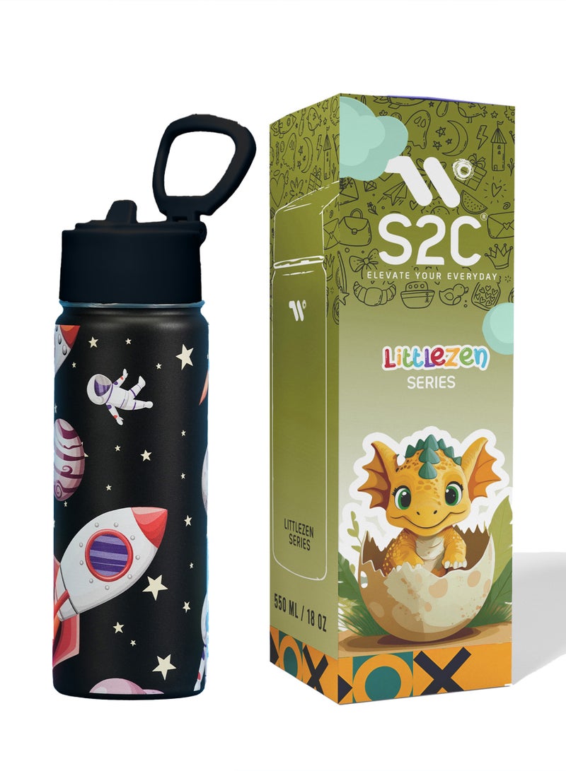 S2C Kids Water Bottle with Straw Lid – 550ml Stainless Steel, Double Wall Insulated, BPA-Free, Leak-Proof Bottle for School & Toddlers - Image 1