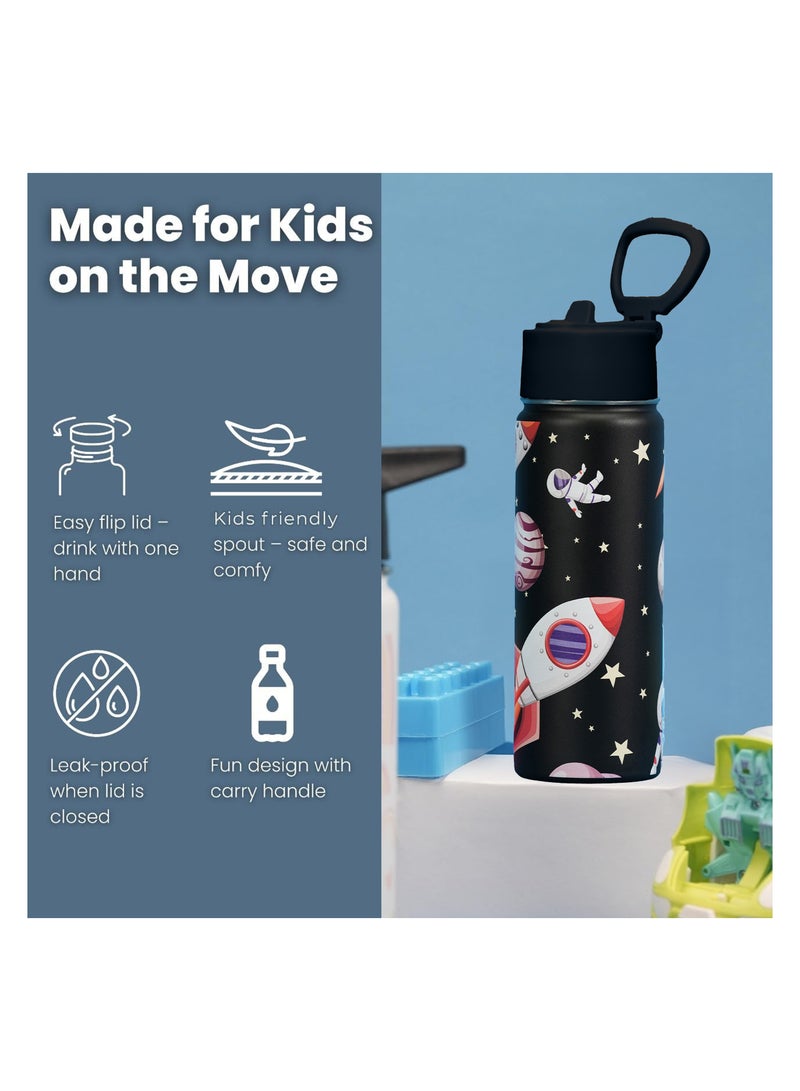 S2C Kids Water Bottle with Straw Lid – 550ml Stainless Steel, Double Wall Insulated, BPA-Free, Leak-Proof Bottle for School & Toddlers - Image 2