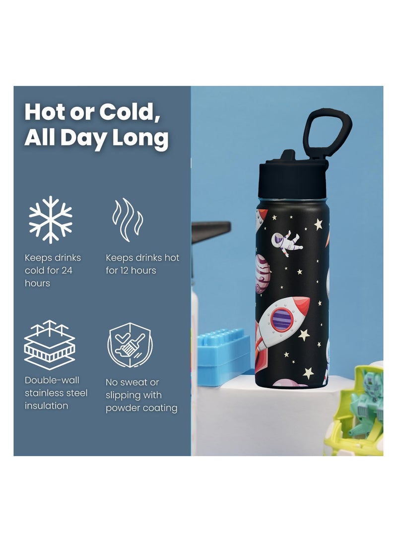 S2C Kids Water Bottle with Straw Lid – 550ml Stainless Steel, Double Wall Insulated, BPA-Free, Leak-Proof Bottle for School & Toddlers - Image 3