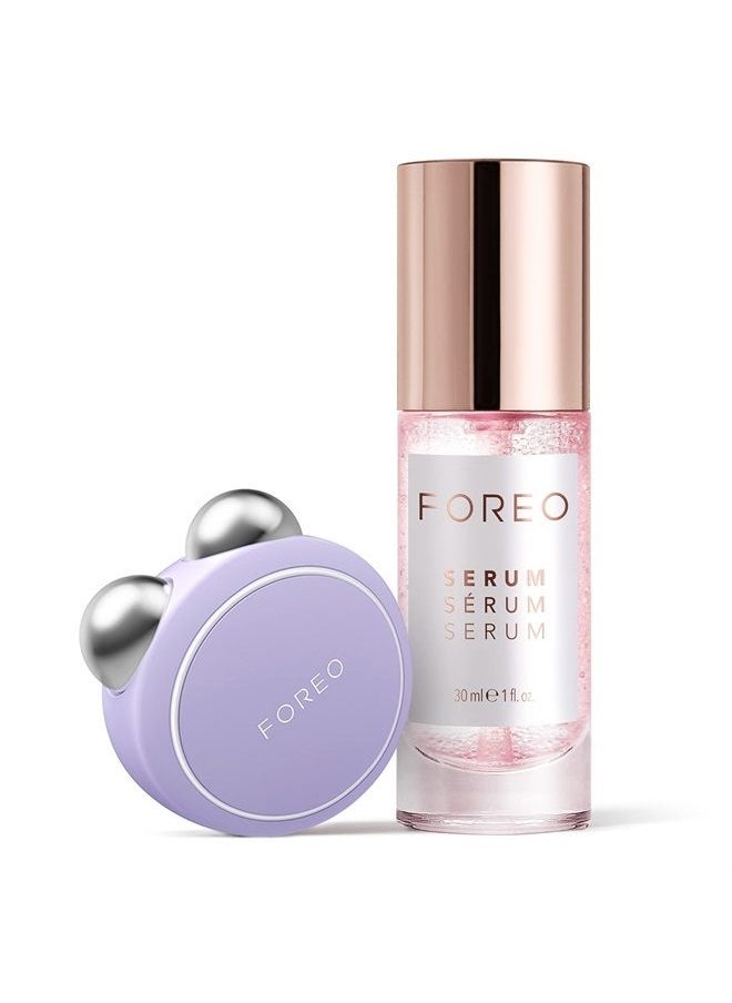FOREO - Firm & Fabulous BEAR mini Lavender + Serum Serum Serum 30ml Anti aging Starter Kit| Microcurrent Facial Device | Instant Face Lift | Double Chin Eliminator | Facial Skin Care Products | | Set - Image 1