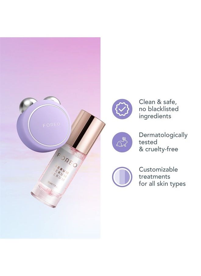 FOREO - Firm & Fabulous BEAR mini Lavender + Serum Serum Serum 30ml Anti aging Starter Kit| Microcurrent Facial Device | Instant Face Lift | Double Chin Eliminator | Facial Skin Care Products | | Set - Image 1