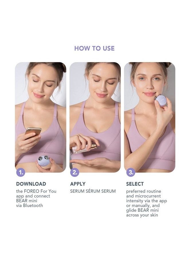 FOREO - Firm & Fabulous BEAR mini Lavender + Serum Serum Serum 30ml Anti aging Starter Kit| Microcurrent Facial Device | Instant Face Lift | Double Chin Eliminator | Facial Skin Care Products | | Set - Image 1