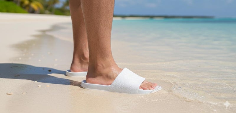 White Medical Slippers - Map Design - Comfortable Design - Lightweight Sole - Waterproof Rubber Material - Slippers for Men, Youth, Kids - Perfect for Home, Beach, Street 45-44 - Image 2