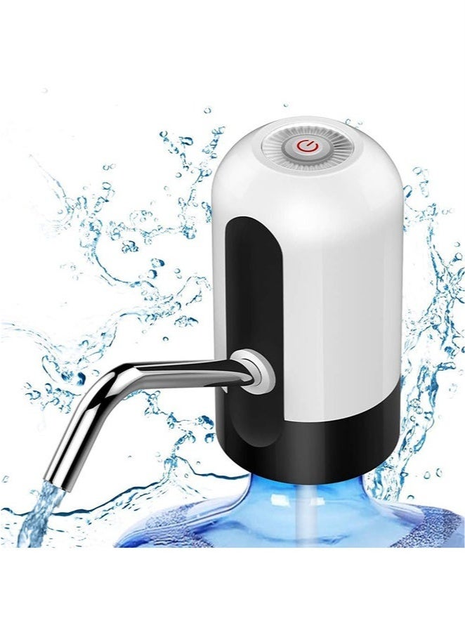 كيلا مضخة زجاجة مياه سعة 5 جالون، مضخة مياه كهربائية محمولة للشحن عبر USB، مضخة مياه محمولة للشحن عبر USB لأباريق سعة 2-5 جالون موزع مياه محمول للمكتب والمنزل والتخييم والمطبخ وغيرها، أبيض - Image 2