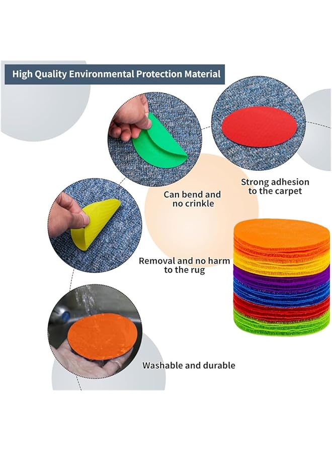 إيروريكس 30 قطعة من علامات تحديد السجاد لأرضية الفصول الدراسية، 6 ألوان من النقاط الأرضية للديكور، معلمي المدارس الابتدائية، طلاب رياض الأطفال، اليوغا أثناء الوقوف - Image 3