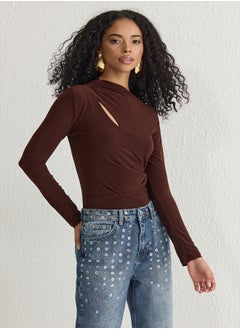 trendyol Brown Pleated Snap Knit TPRSS25BD00000  - Image 1