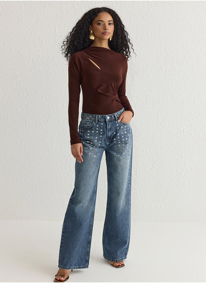 trendyol Brown Pleated Snap Knit TPRSS25BD00000  - Image 2