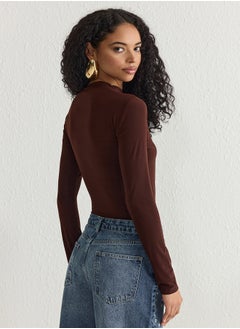 trendyol Brown Pleated Snap Knit TPRSS25BD00000  - Image 5
