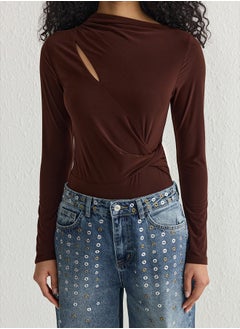 trendyol Brown Pleated Snap Knit TPRSS25BD00000  - Image 3