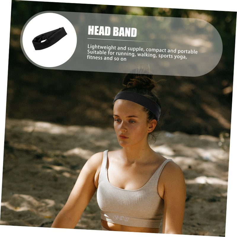 Black Printed Yoga Headwrap Elastic Sports Headband Sweat Absorbing Hairband For Men - Image 5