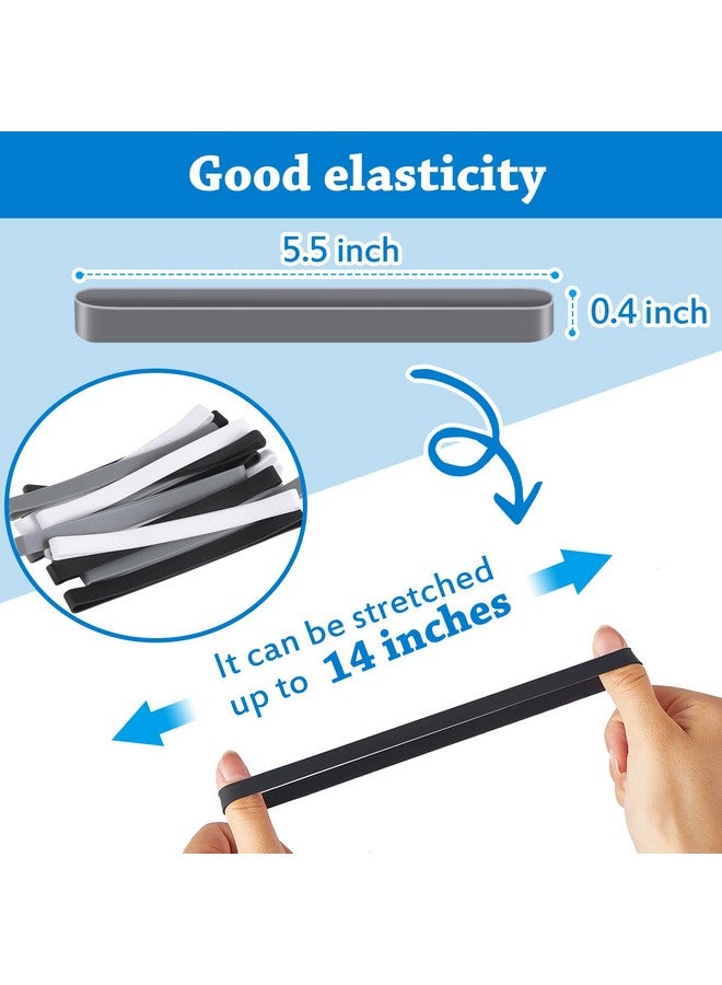 Fabbay 36 Pieces 5.5 Inch Silicone Rubber Bands Elastic Book Rubber Bands Stretchy Silicone Bands Strap Rubber Wrapping Bands For Notebook, Art, Crab Traps, Exercise, Cooking(Black, White, Gray) - Image 2