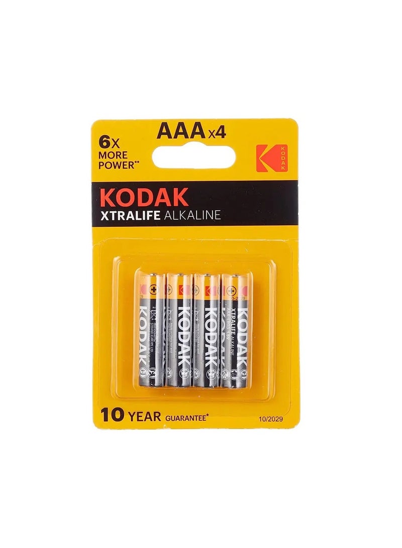 Kodak Xtralife Alkaline Aaa 1.5 V Battery Pack Of 4 Pcs