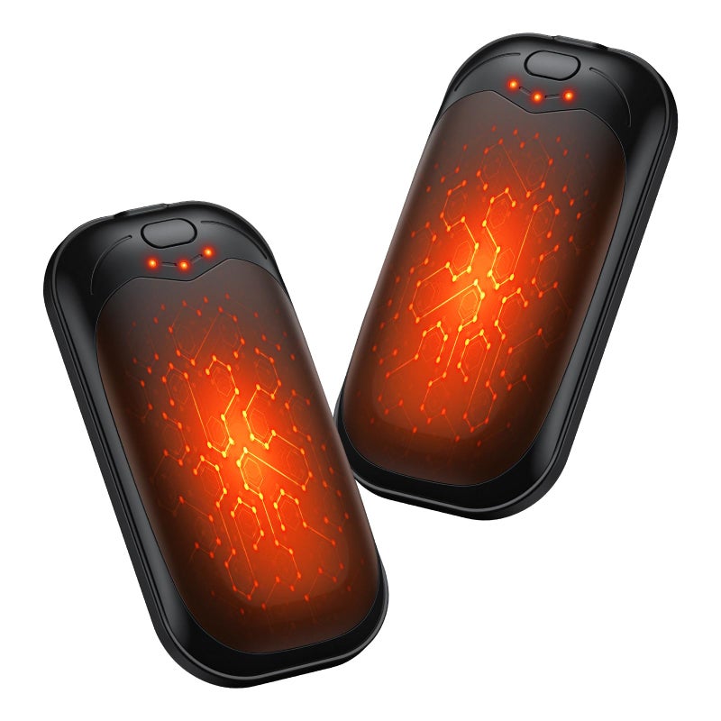 infray Hand Warmers Rechargeable 2 Pack, Electric Hand Warmer Reusable 3 Levels Heating Pocket Warmer, USB AI Handwarmer Portable, Great Gifts for Men Women, Outdoor, Golf, Hunting (Black) - Image 1