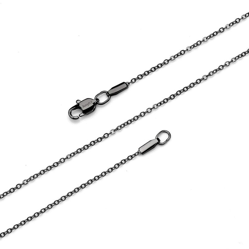 AmyRT Jewelry 1.2mm Titanium Steel Black Cable Chain Necklaces for Women 24 in - Image 1