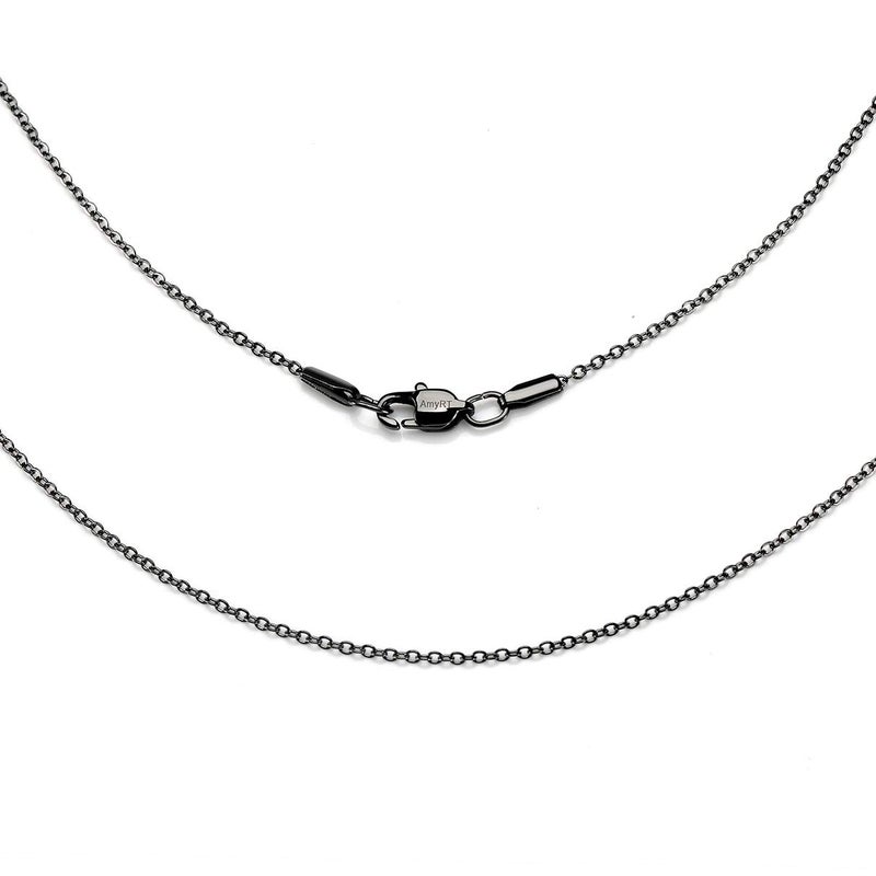 AmyRT Jewelry 1.2mm Titanium Steel Black Cable Chain Necklaces for Women 24 in - Image 2