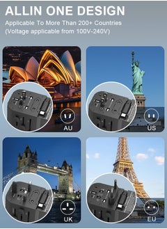Xoopla Universal Travel Adapter PD 65W,Fast Charging International Wall Charger with 2 USB-C and 2 USB-A Ports,Built-in Retractable Type C Cable,All In One Worldwide Converter Power Plug for UK AUS EU Plugs Socket  - Image 2