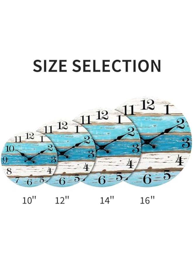 HOOKOR 10 Inch Wall Clocks Battery Operated Silent Non-Ticking, Vintage Round Rustic Coastal Nautical Clock Decorative, Wooden Clock for Home Kitchen Living Room Office Bathroom Bedroom - Image 3