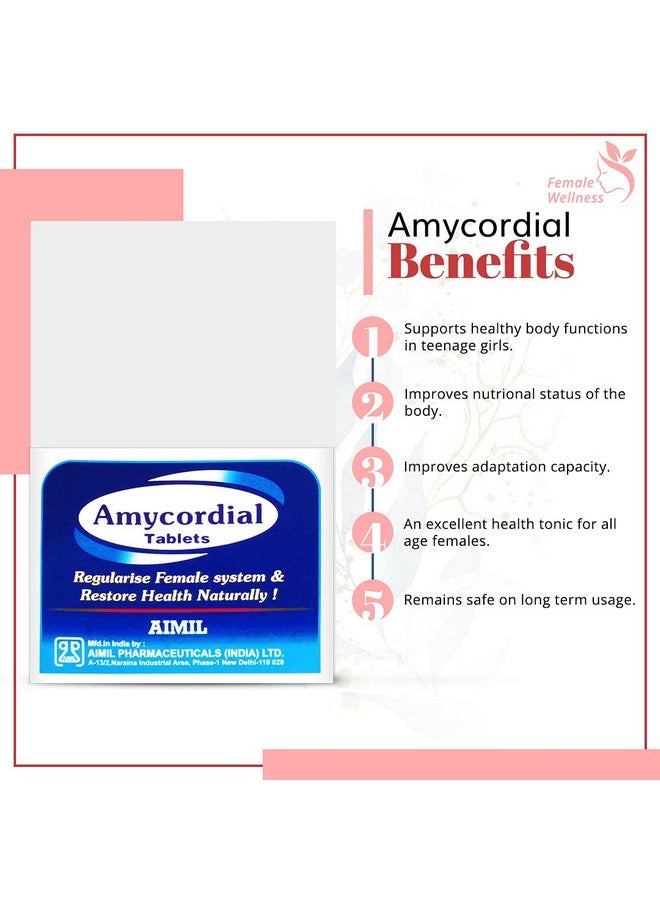 AIMIL Amycordial Tablets - 30 Tablets | Female Health Restorative | Contains Shatavari, Amla, Guduchi, Methi and more - Image 2