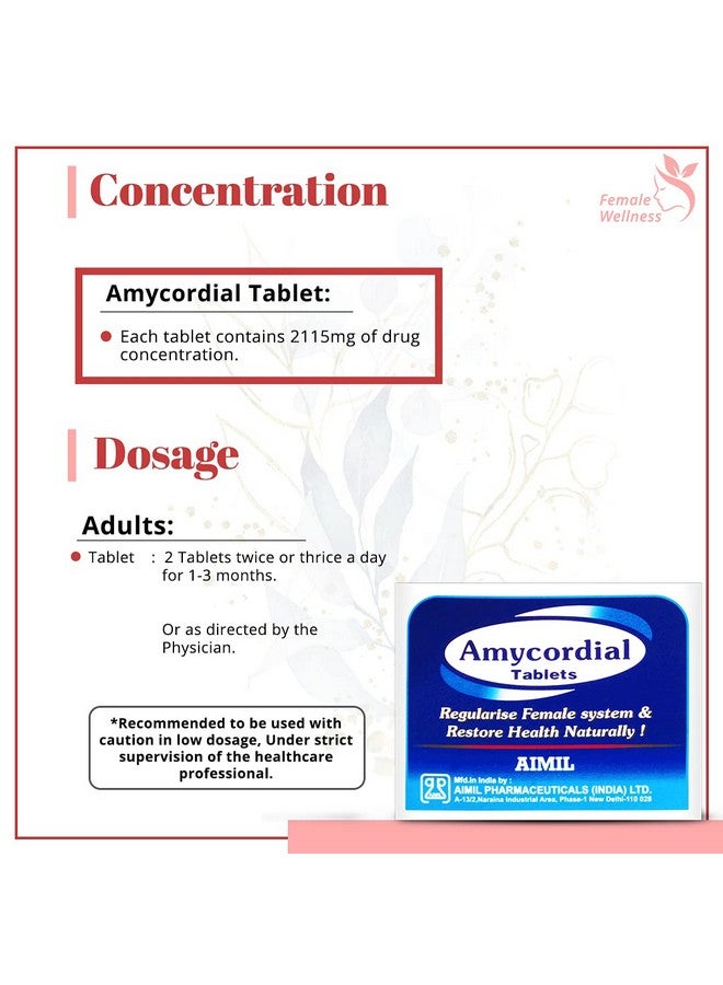 AIMIL Amycordial Tablets - 30 Tablets | Female Health Restorative | Contains Shatavari, Amla, Guduchi, Methi and more - Image 4