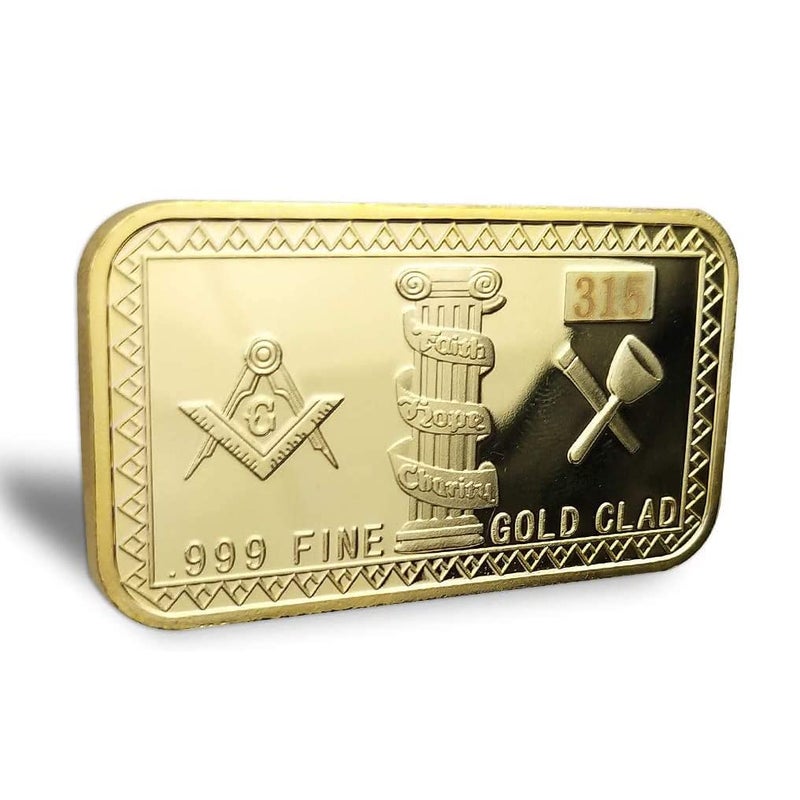 Glamtune Freemason Challenge Coin Masonic Symbol Gold Clad Bar Mason Coin - Image 3