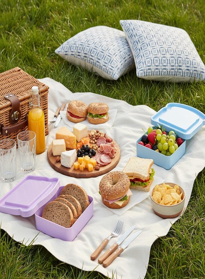 YBEATY 2 Pcs Sandwich Containers Plastic Toast Shape Food Storage Reusable Bread Sandwich Lunch Boxes Holder with Lid Fruit Salad Snacks with Lid for Family Office Camping Adults (Blue+Pink) - Image 3