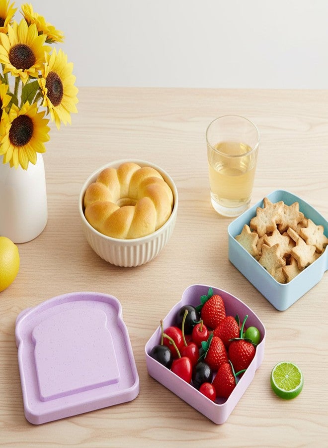 YBEATY 2 Pcs Sandwich Containers Plastic Toast Shape Food Storage Reusable Bread Sandwich Lunch Boxes Holder with Lid Fruit Salad Snacks with Lid for Family Office Camping Adults (Blue+Pink) - Image 4
