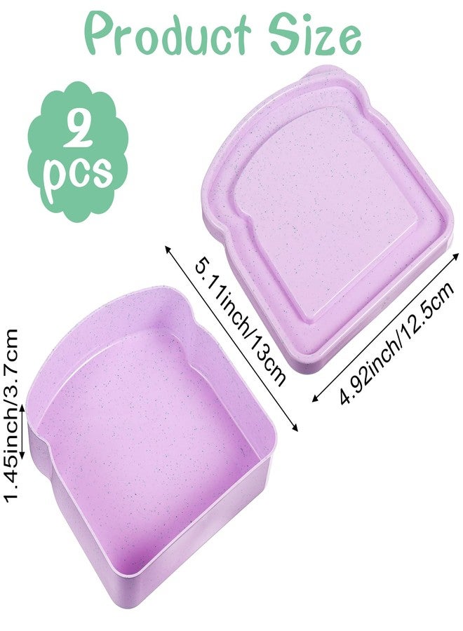 YBEATY 2 Pcs Sandwich Containers Plastic Toast Shape Food Storage Reusable Bread Sandwich Lunch Boxes Holder with Lid Fruit Salad Snacks with Lid for Family Office Camping Adults (Blue+Pink) - Image 2