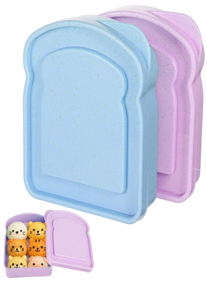 YBEATY 2 Pcs Sandwich Containers Plastic Toast Shape Food Storage Reusable Bread Sandwich Lunch Boxes Holder with Lid Fruit Salad Snacks with Lid for Family Office Camping Adults (Blue+Pink) - Image 1