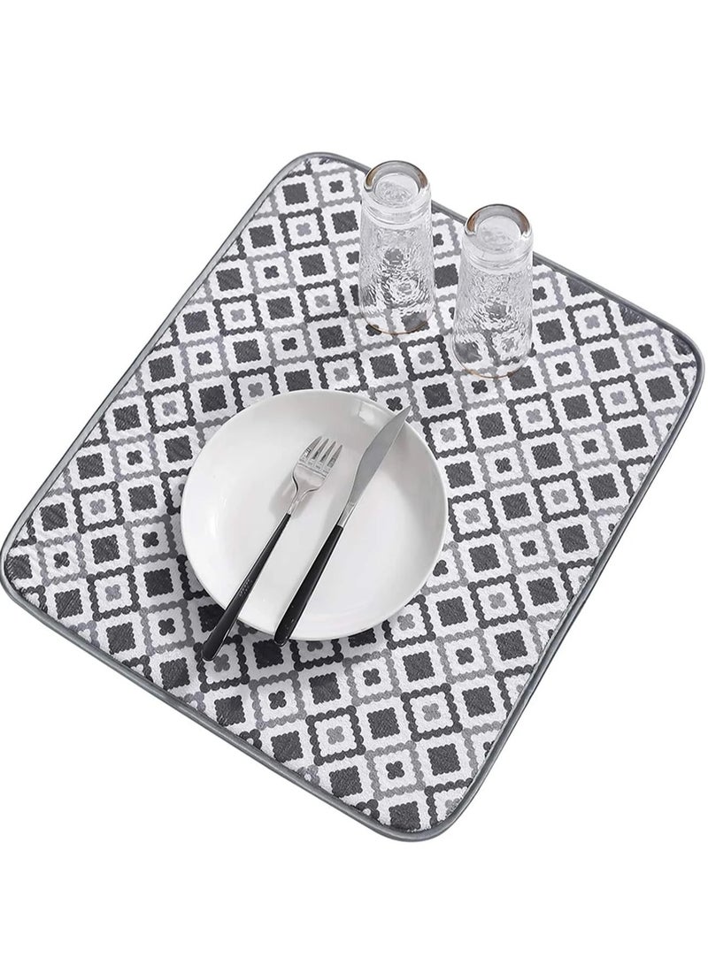 Dish Drying Mat, Cup Drying Mat, Super Absorbent Microfiber Dish Drying Mat, Kitchen Utensil Drying Mat, Size 40 * 50cm, Random Colors and Drawings - Image 1