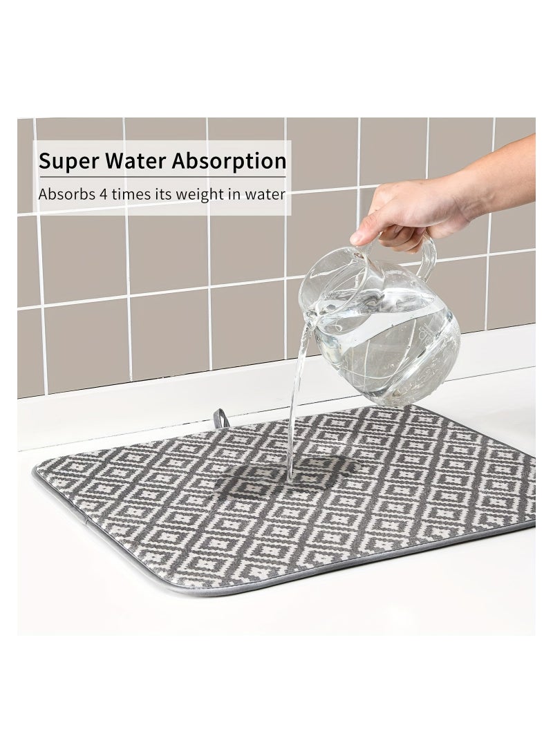 Dish Drying Mat, Cup Drying Mat, Super Absorbent Microfiber Dish Drying Mat, Kitchen Utensil Drying Mat, Size 40 * 50cm, Random Colors and Drawings - Image 5